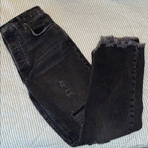 We The Free Black Distressed Straight Leg Jeans